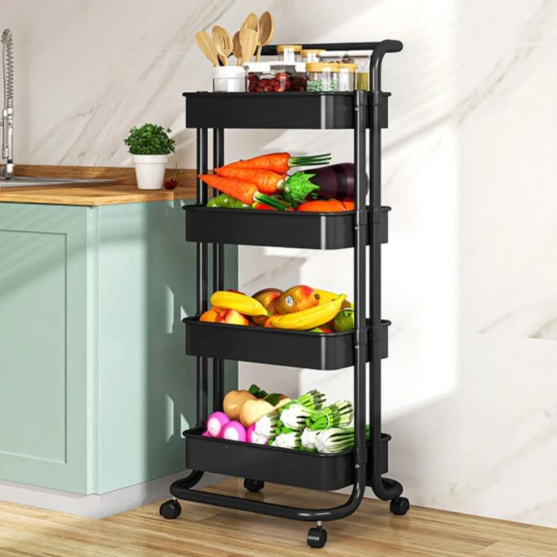 Kitchen Shelf Household Cart Multi-layer Movable Storage Rack Floor to Floor Bedroom Mobile Snack Storage Rack Oasis Select