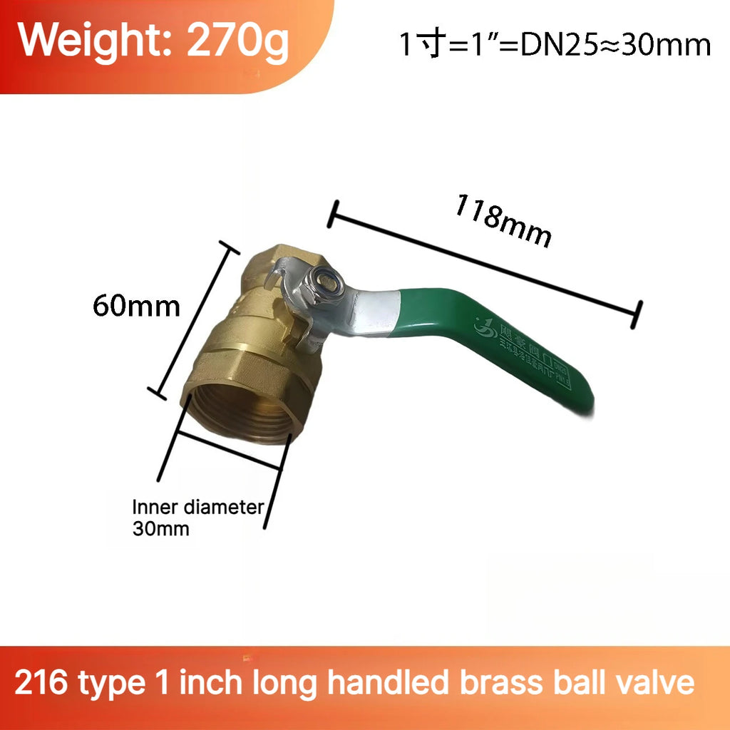 Brass Mini Ball Valve 1/2" 3/4"1inch BSP Type 216 Air Compressor Water Gas Oil Shut Off Valve Thicken Threaded Male To Female Oasis Select DN25 L