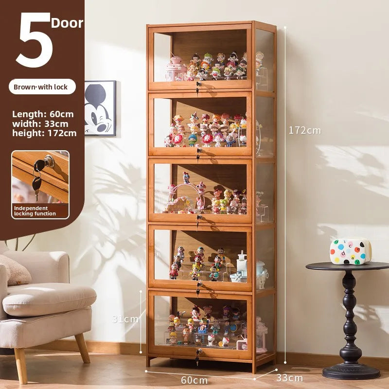 Figure display cabinet with lock acrylic display stand transparent dustproof model building block ornament shelf display box Oasis Select Five floors 60 long