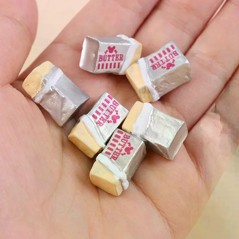 6Pcs Simulation Food Butter Miniature Pretend Play Kitchen Diy Bread Set Toy Breakfast Tableware Doll House Accessories Oasis Select