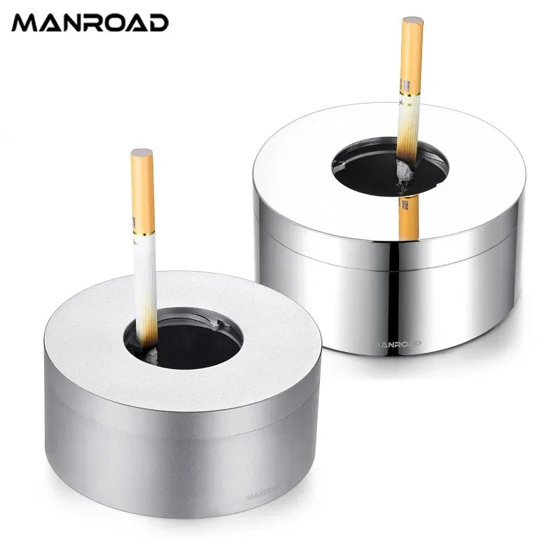 304 Stainless Steel Ashtray with Cover High-end Atmosphere Office Home Living Room Fully Sealed Anti-fly Ash Anti-odor Ashtray Oasis Select
