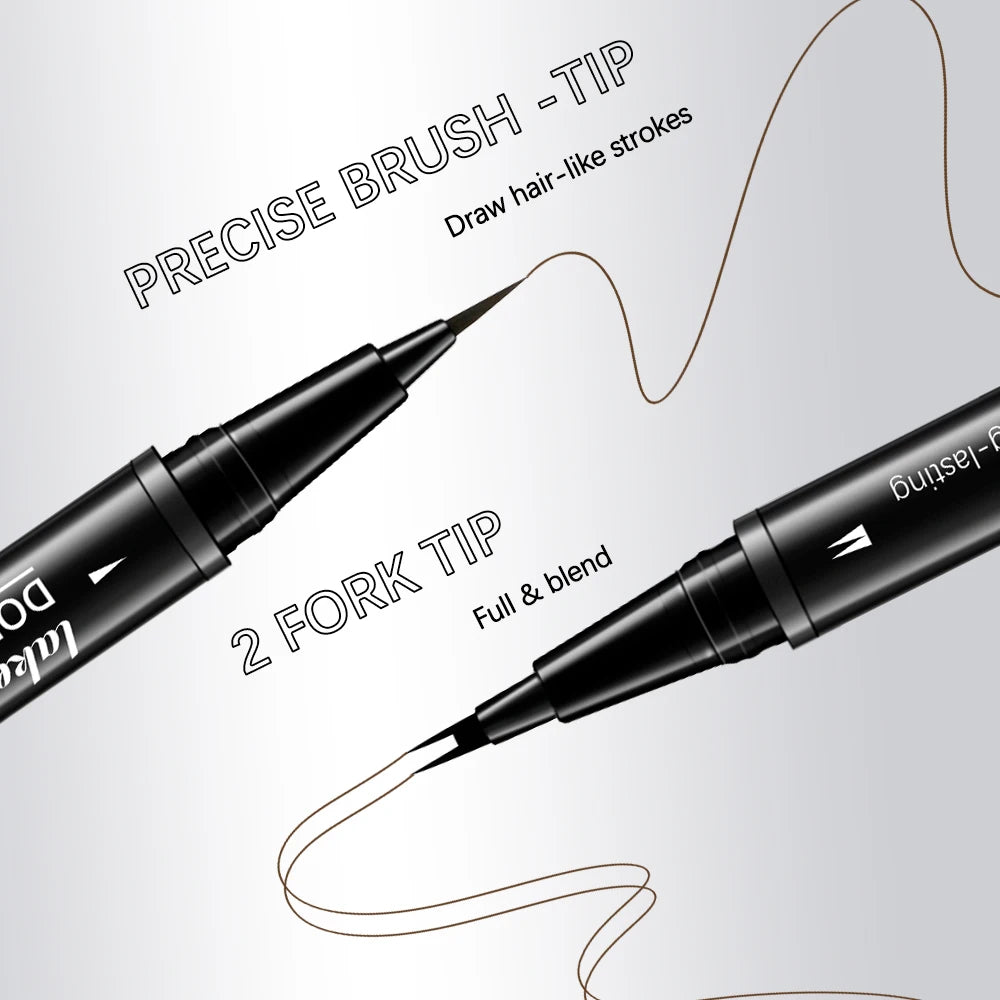 5 Colors Double-headed Brow Ink Eyebrow Pen 2 Fork Eyebrow Pencil Waterproof Liquid Eyebrow Pencil Long Lasting Women Cosmetics Oasis Select