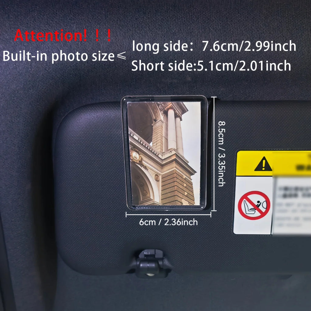 1pc Custom Sun Visor Photo Clip Scratch Resistant Personalized Photo Frame Tool-Free Installation No Charging Required Oasis Select