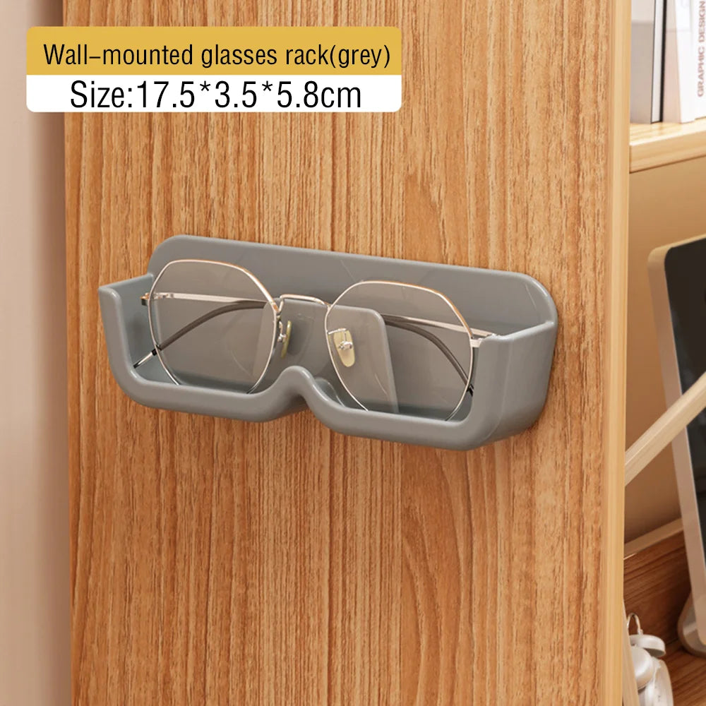 High End Glass Display Cabinet Glasses Storage Box Wall Mounted Perforated Free Sunglasses Storage Rack Sunglass Home Tidying Oasis Select Grey