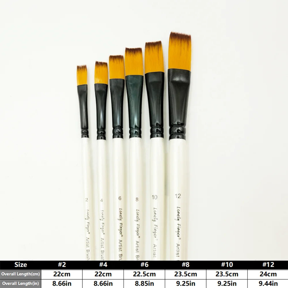 6PCS Flat Paint Brushes ,Watercolor Brush Synthetic Nylon Craft Artist Brushs for Adult Artist Oil Canvas Oasis Select