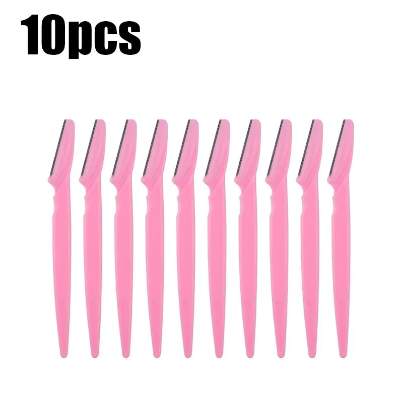 5/10Pcs Eyebrow Trimmer Makeup Tools Safe Eye Brow Razor Face Body Hair Removal Shaver Blades Woman Eyebrows Shaping Knife Oasis Select 10pcs Pink