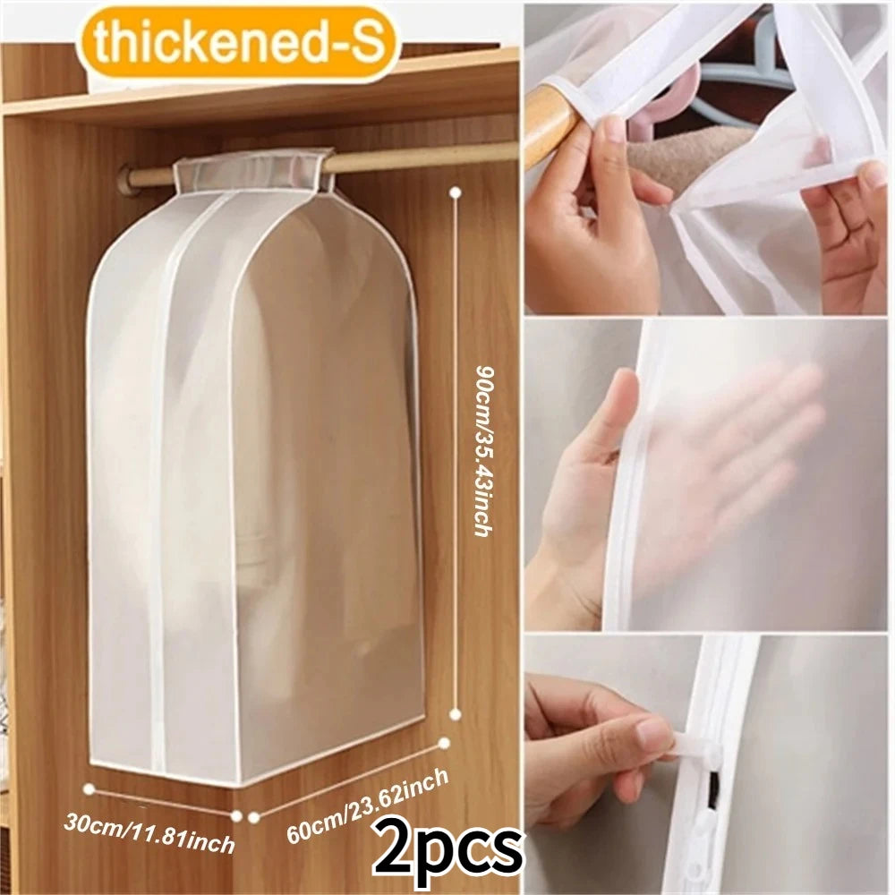 Clothing Dust Cover Transparent Dress Garment Dust Cover Storage Bag Case Organizer Wardrobe Clothing Hanging Dust Proof Bag Oasis Select 2pcs S
