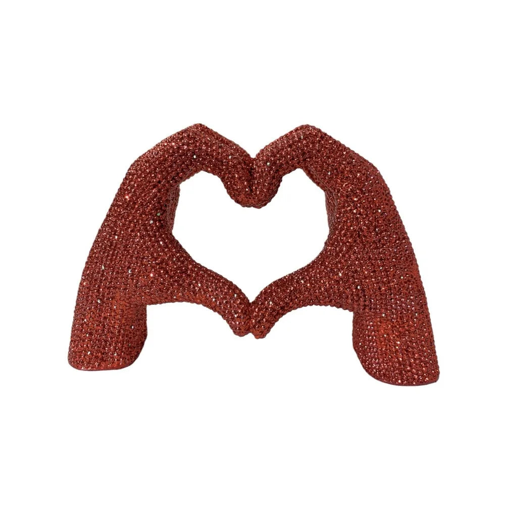 Abstract Resin Heart Finger Sculpture – Decorative Love Statue