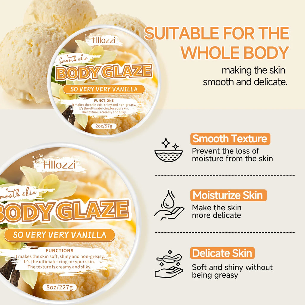 8oz 2oz Body Glaze Vanilla Moisturizes, Protects, and Repairs Skin Brighten skin Boost radiance Oasis Select