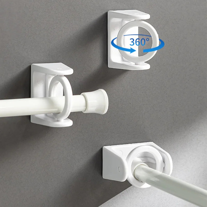 360° Rotatable No-Drill Pole Fixator | Shower & Towel Rod Bracket