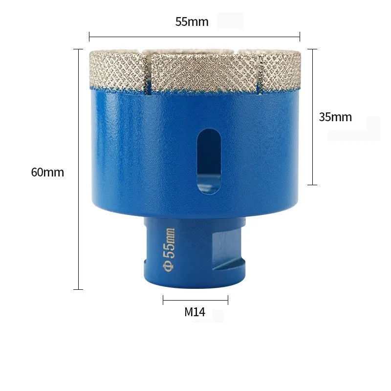 JUSTINLAU Multi Specification M14 Brazed Diamond Drill Bit Marble Ceramic Tile Glass Granite Threaded Hole Clamp Drilling Tool Oasis Select 55mm