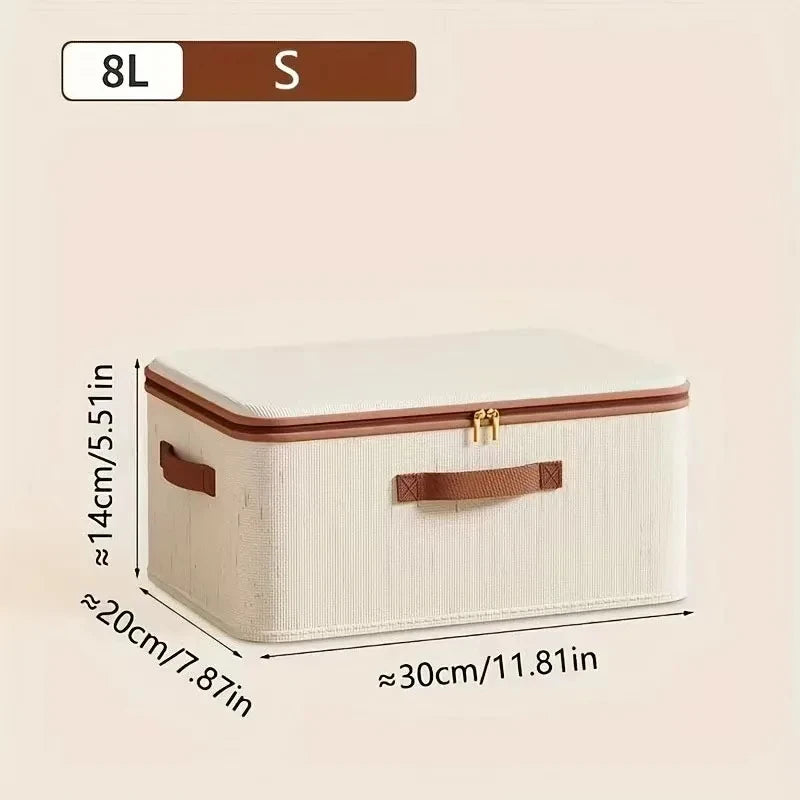 1pc Large Heavy-duty Storage Box with Lid, Hard Shell Fabric Closet Organizer Container for Clothes Blankets Toys Home Organizer Oasis Select 8L 30x20x14CM