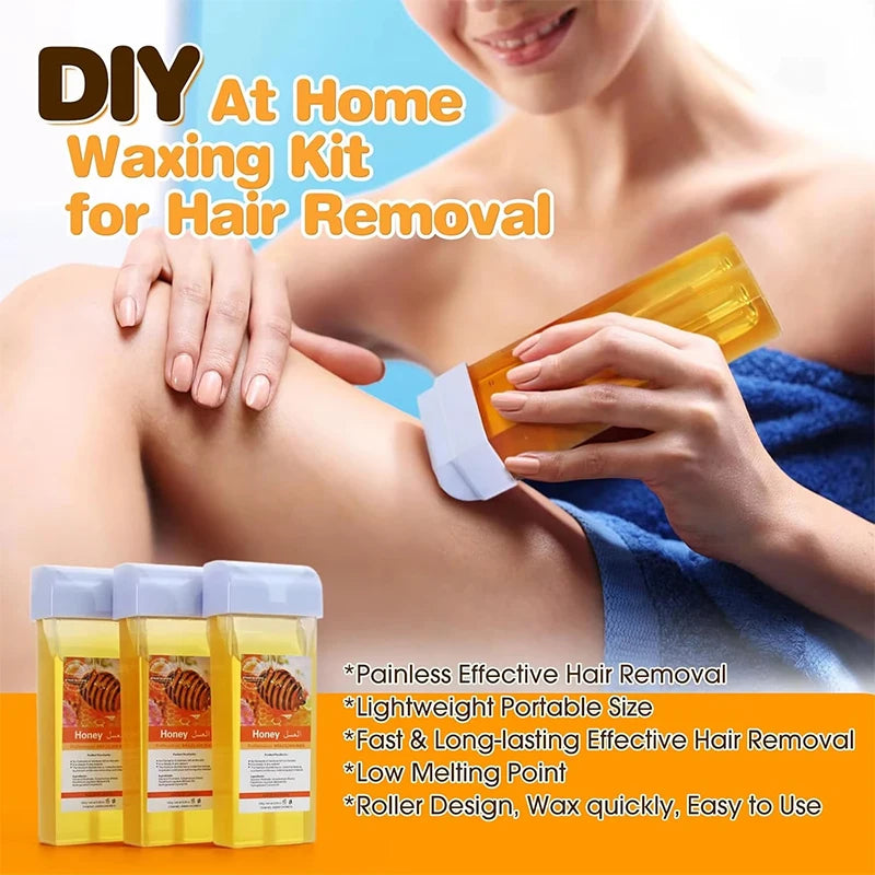 Roll-On Soft Wax Refill Kit – Body Hair Removal, 1/3/6 Pack