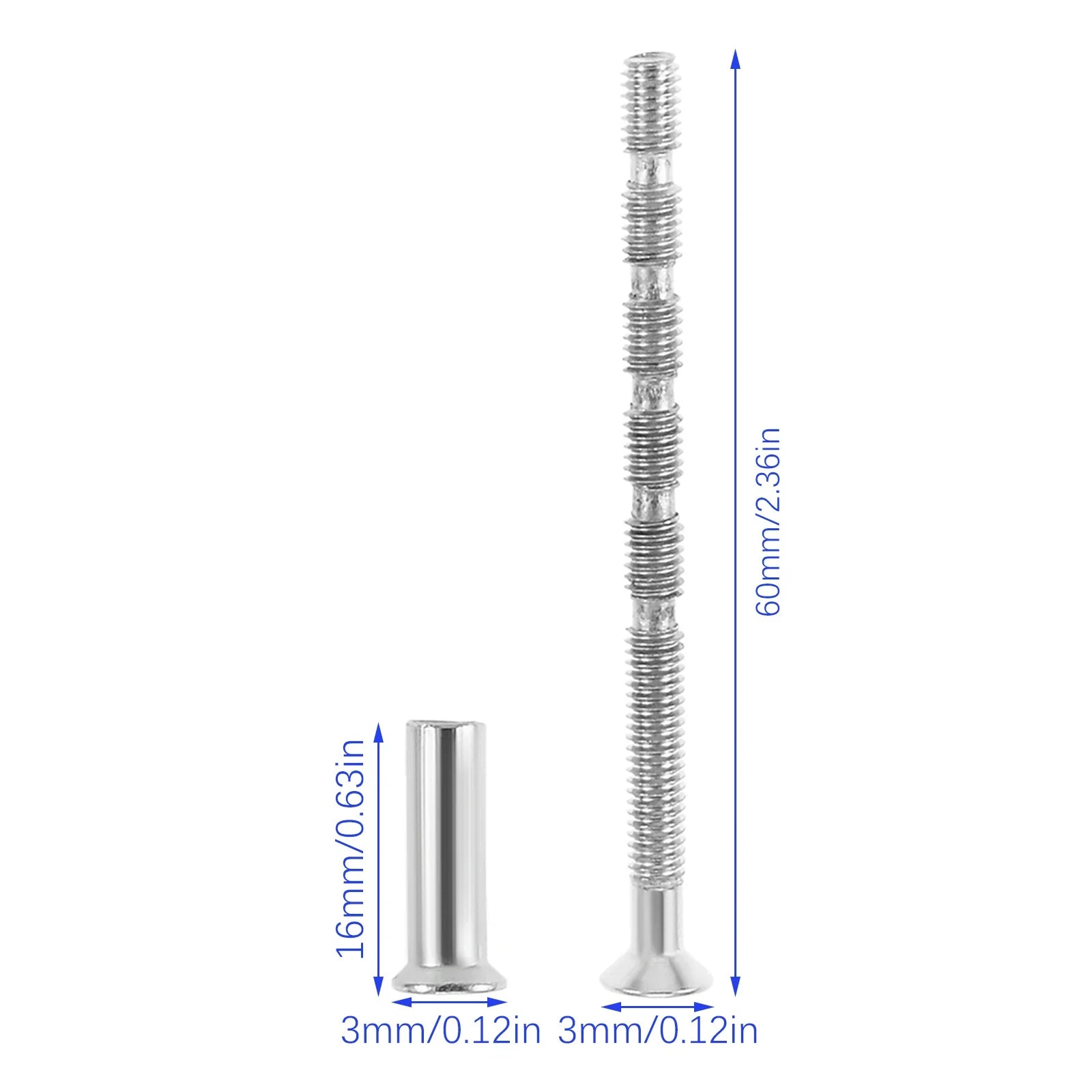 10 Sets M3*60mm Cross Countersunk Head Bamboo Screws with M3*16mm Nuts (5 Sections) for Knob Shades,terrace Knobs,door Knobs Oasis Select