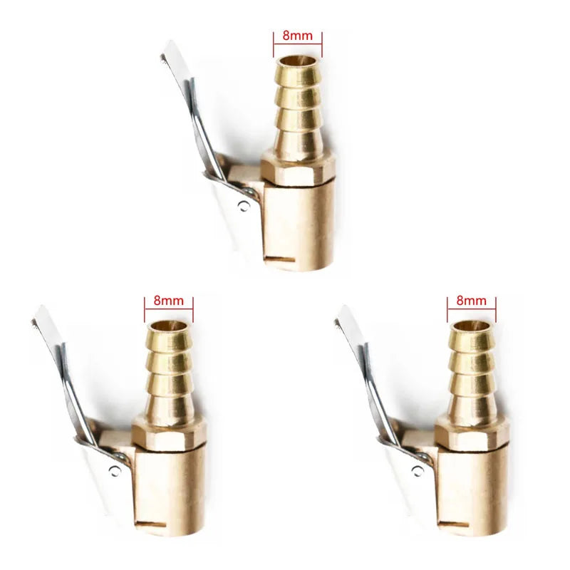 Car Tire Air Chuck Inflator Pump Valve Connector Clip-on Adapter Brass 8mm Tyre Wheel Oasis Select ordinary 3pcs