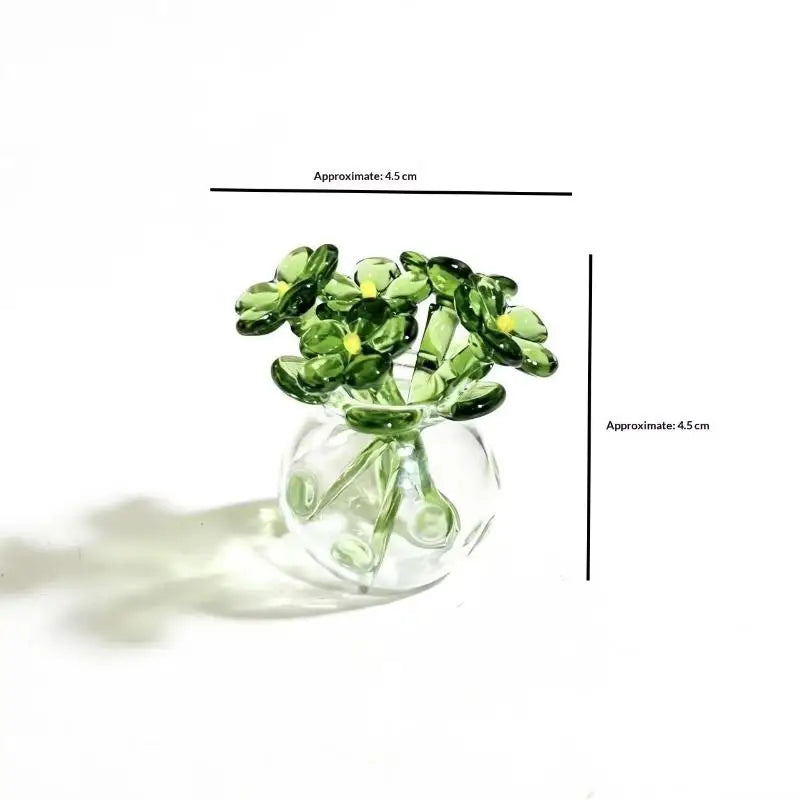6/7Pcs Mini Lifelike Glass Flowers Simulation Flowers Handcrafted Floral Sculpture Floral Bouquet With Vase Home Decoration Gift Oasis Select A16