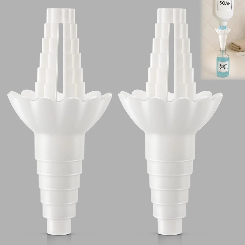 Universal Bottle Emptying Kit - Reusable Liquid Transfer Connector with No Waste Funnel Adapter, Compatible with Soap, Shampoo Oasis Select