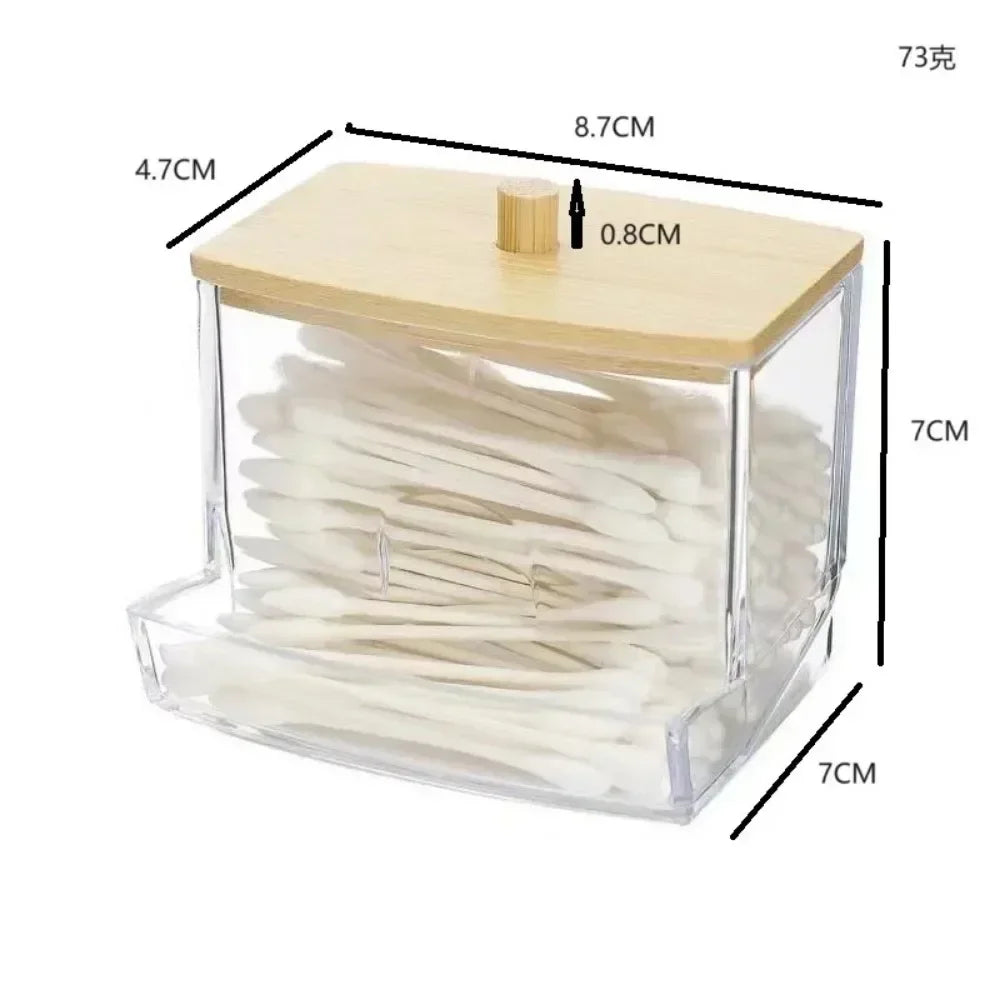 Transparent Acrylic Covered Storage Vessel Cosmetic Sorting Container Sealed Cotton Swab Facial Pad Keeper Tidy Vanity Accessory Oasis Select