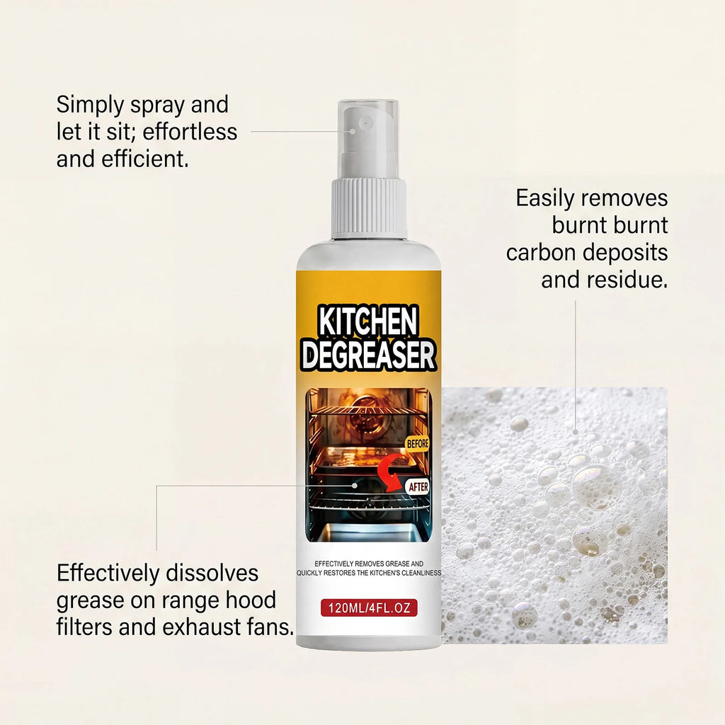 Kitchen Degreaser Cleaner Spray Dissolve Stubborn Grease Oil Grime Remove Burnt Carbon Multi Surface Safe Restore Kitchen Shine Oasis Select