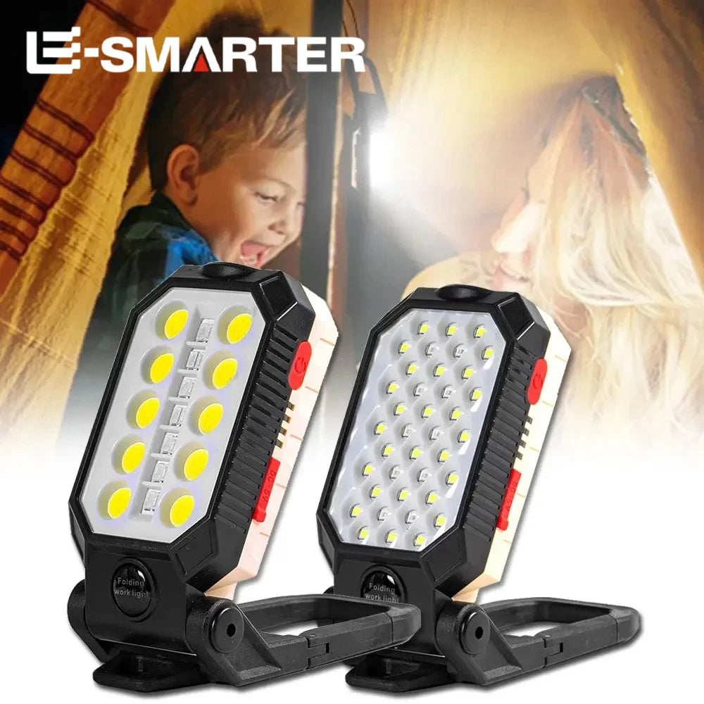 Multi-function Flashlight Floodlight Built-in Battery Magnetic Work Light Suction Power Display Car Repair Emergency Lamps Oasis Select
