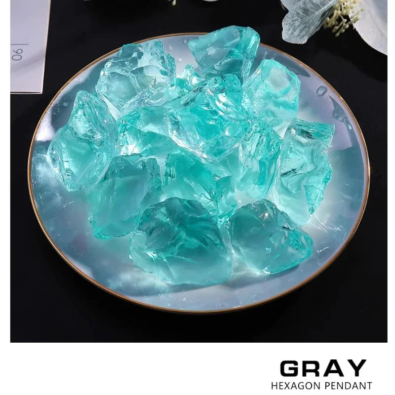 Ice Blue Glass Crystal Stone Fish Tank Landscape Decoration Creative Decoration Sky City Scenery Shop Bottom Ornamental Stone Oasis Select