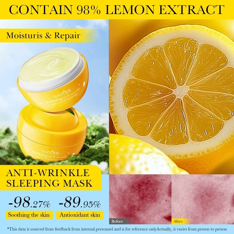 SADOER Fruit Sleeping Face Mask – Moisturizing & Anti-Aging Sleeping Face Mask Oasis Select Lemon