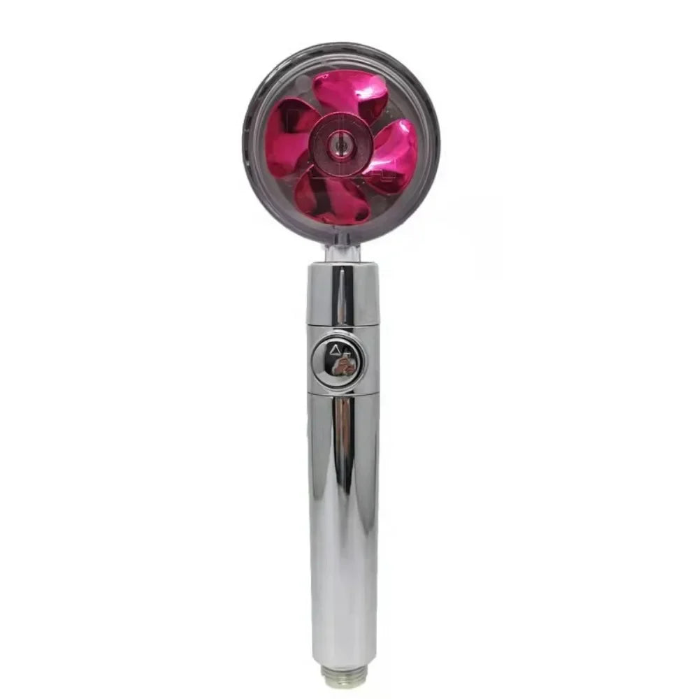 Shower Head Water Saving Flow 360 Degrees Rotating With Small Fan ABS Rain High Pressure spray Nozzle Bathroom Accessories Oasis Select Red