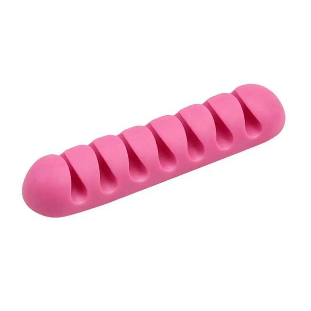 7 Holes USB Cable Organizer Cable Clamp Wire Winder Headphone Earphone Holder Cord Silicone Clip Phone Line Desktop Management Oasis Select pink