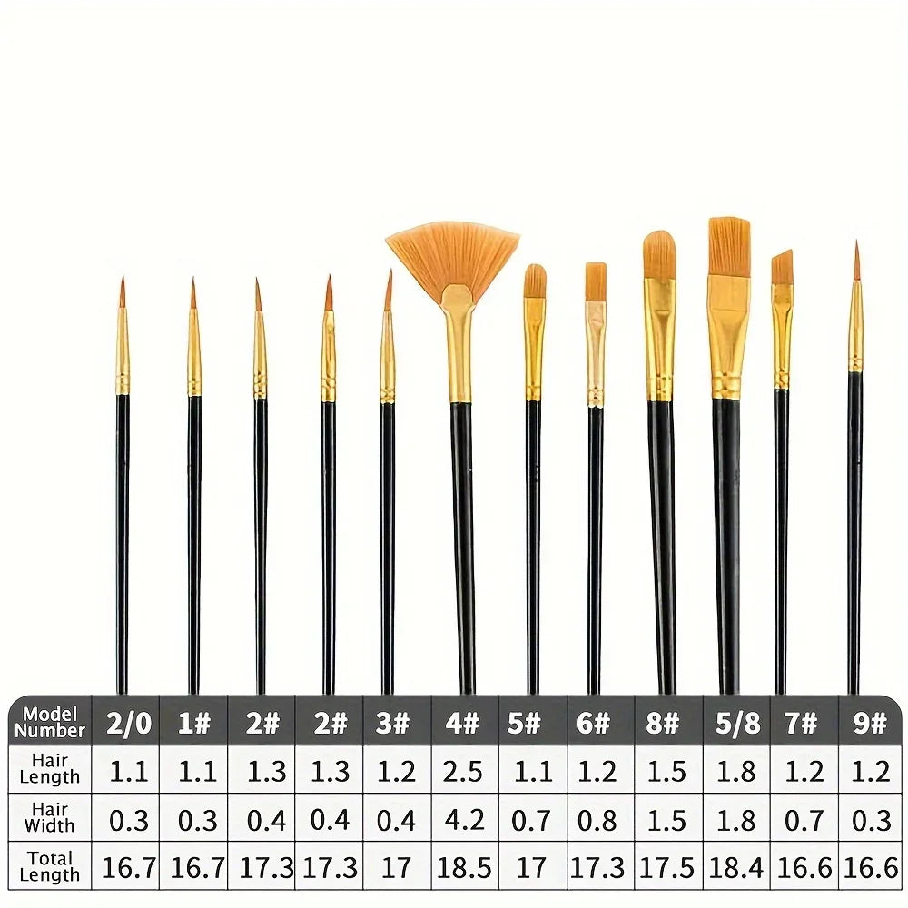 22/12/10 pcs Brush Set Plastic brush for acrylic, watercolor, oil painting for canvas, fabric and paper crafts painting supplies Oasis Select