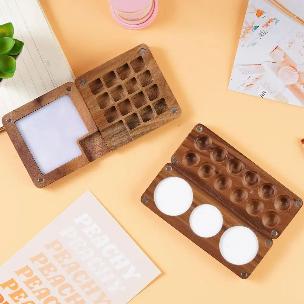 Magnetic Empty Wooden Art Supplies Portable Watercolor Painting Tray Palette Paint Box Painting Tool Oasis Select