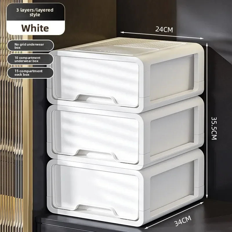 Underwear Storage Box Drawer Grid Socks Storage ******derwear Multifunctional Layered Storage Dust-proof Organizing Box Oasis Select 3-White