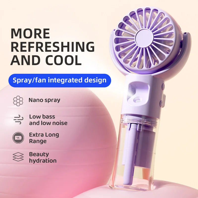 New Handheld Fan USB Rechargeable Portable Hanging Neck Misting Fan Adjustable Speed Spray Water Mist Fan Outdoor Camping Travel Oasis Select