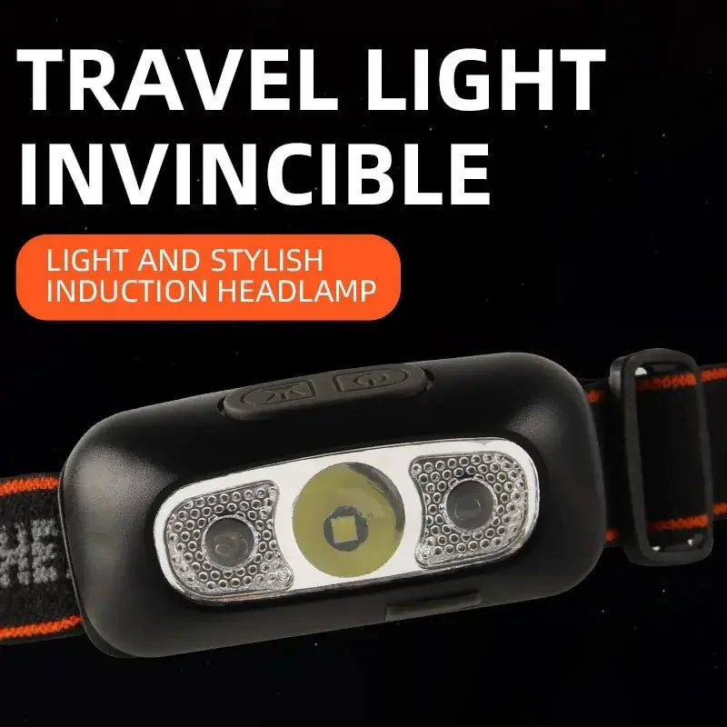 Mini Ultra-bright Sensor Industrial Headlamp Portable LED Headlight USB-C Rechargeable Flashlight for Outdoor Camping Fishing Oasis Select
