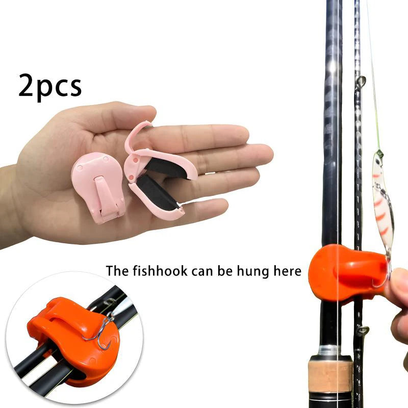 2Pcs Quick-Attach Fishing Rod Clip Tool-Free 1-Hand Holder For Freshwater Rods Storage Racks Secure Grip Tackle Organizer Oasis Select pink