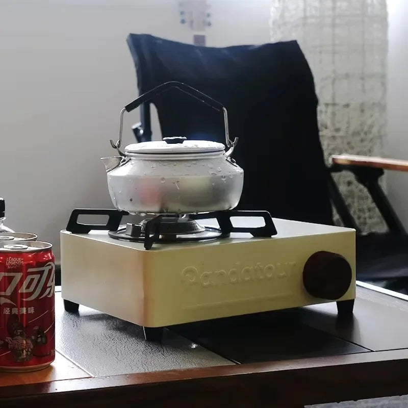 2000W Portable Gas Stove Card Stove Outdoor Camping Cassette Stove Burner Picnic Barbecue Cooking Card Magnetic Stove Gas Tan Oasis Select