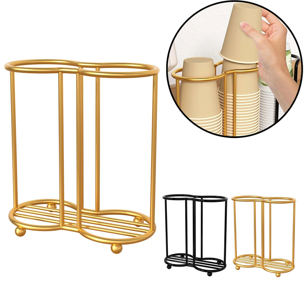 Metal Paper Cup Holder Sleek Space-Saving Organizer for Disposable Paper Cups Premium Countertop Rack for Desk Kitchen Oasis Select