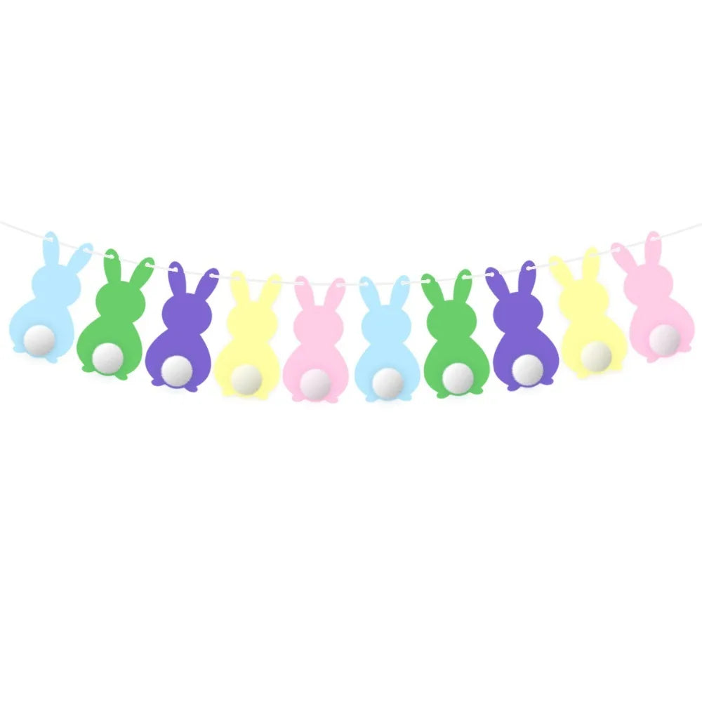 Easter Hanging Bunny Spiral Decor Set | Colorful Paper Garland