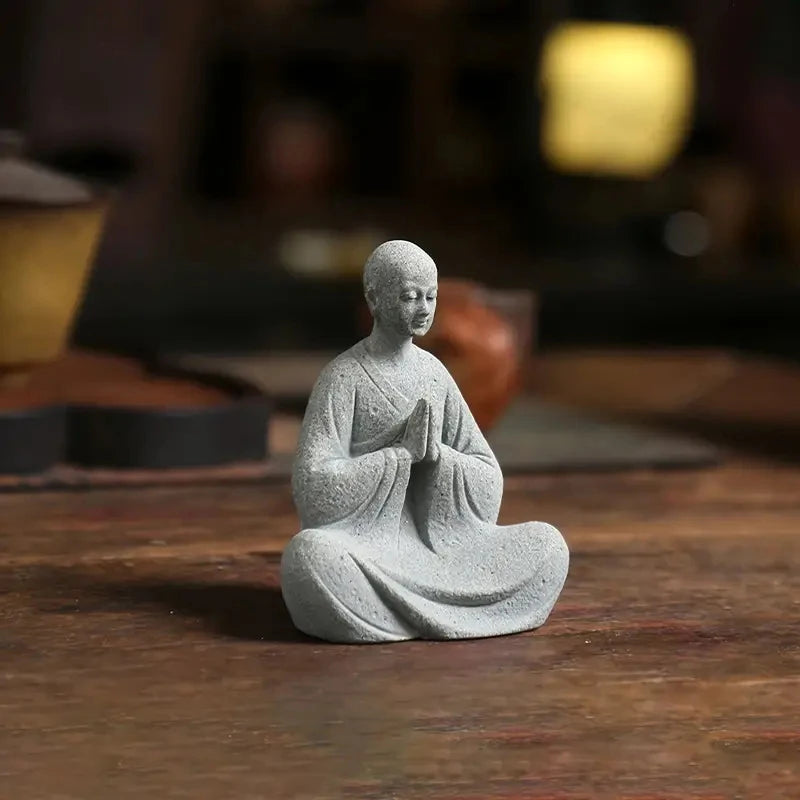 Wishing Monk Buddhist Micro Landscape Stone Fish Tank Moss Landscaping Zen Oriental Aesthetics Garden Ornaments Oasis Select
