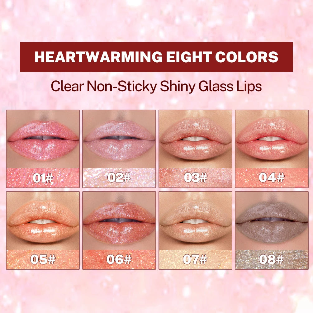 QIBEST Diamond Glitter Lip Gloss – Shimmer Mirror Lip Glaze