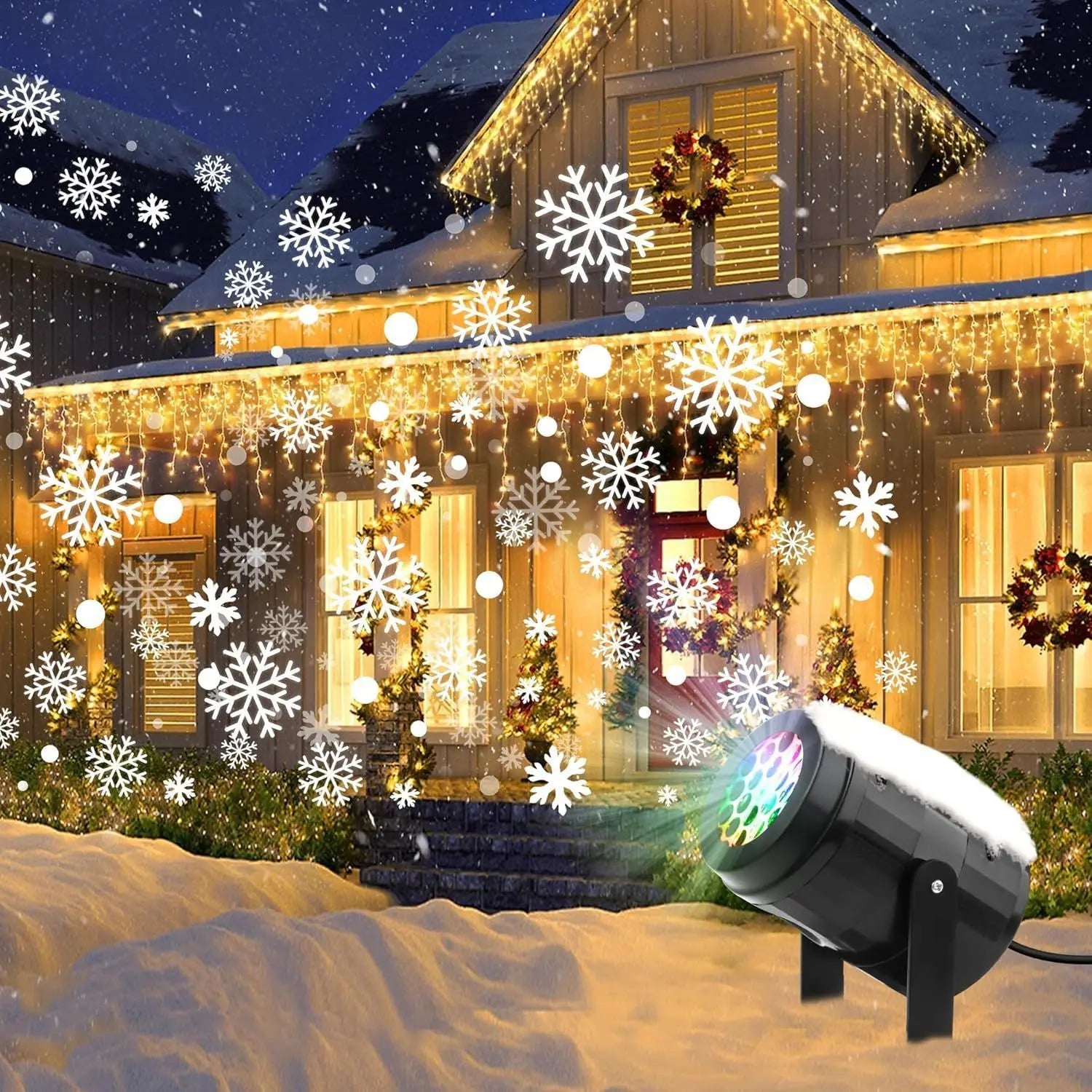 USB Powered Christmas Snowflake Projector Fairy Lamp with Holiday Patterns Rotating Spotlight for Home Decor Halloween Xmas Gift Oasis Select