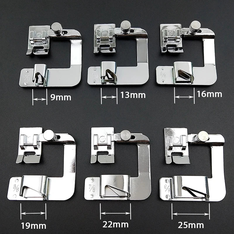 Snap-On Rolled Hem Presser Feet Kit – 6 Sizes 9–25mm