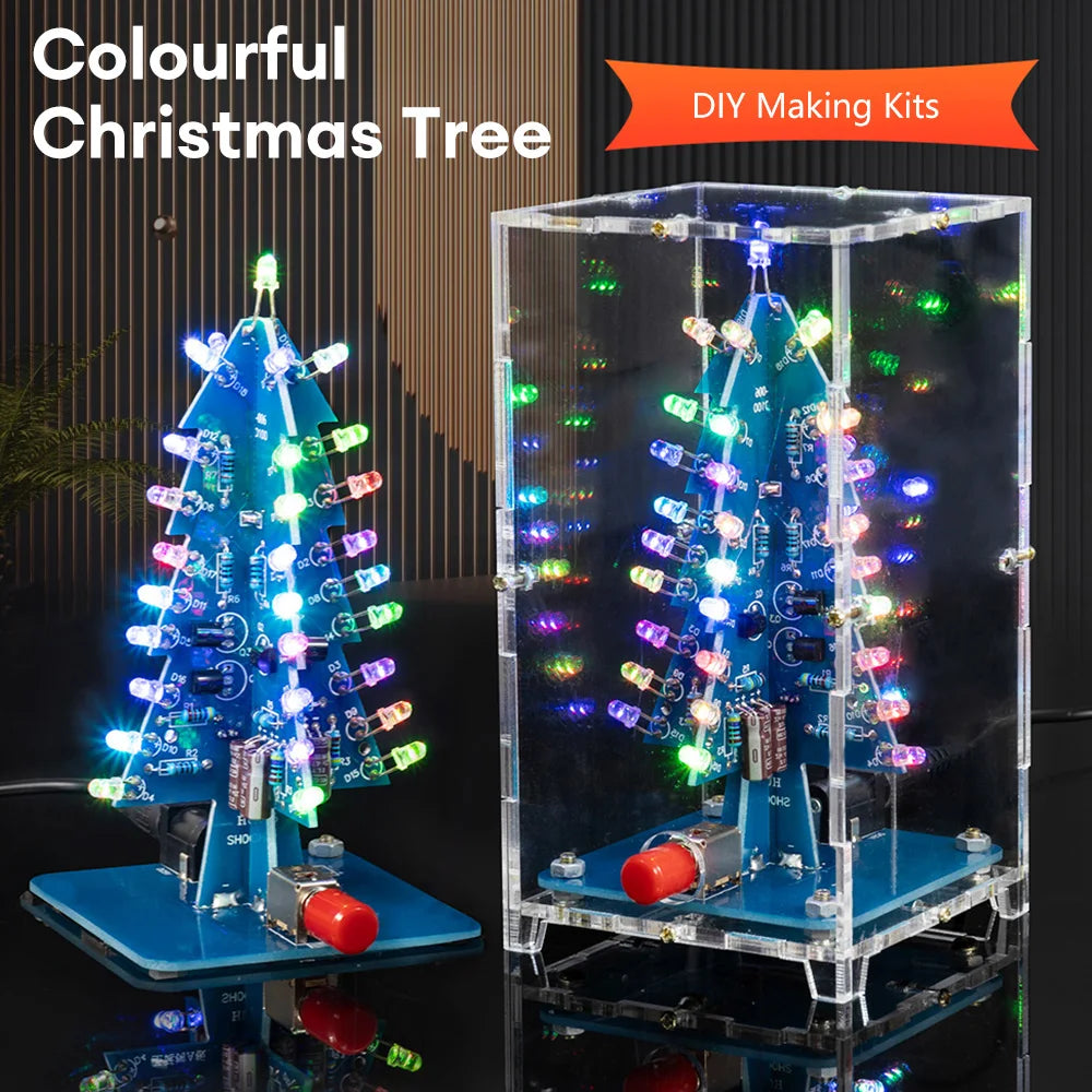 Three-Dimensional 3D Christmas Tree LED DIY Kit Colorful LED Flash Circuit Kit Electronic Fun Suite Oasis Select
