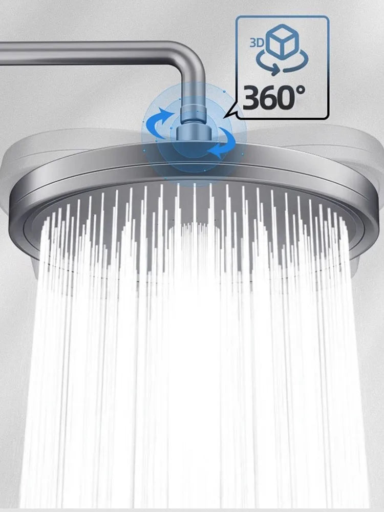 New 6 Modes Big Panel Large Flow Supercharge Rainfall Shower Head High Pressure Top Rain Shower Faucet Bathroom Accessories Oasis Select