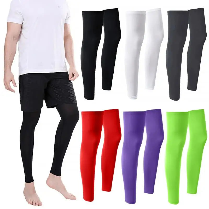 2PC Summer Running Cycling Legs Sleeve Ice Silk Protection Compression Non-Slip Leg Warmer Cooling Sport Gear Sunscreen Leggings Oasis Select