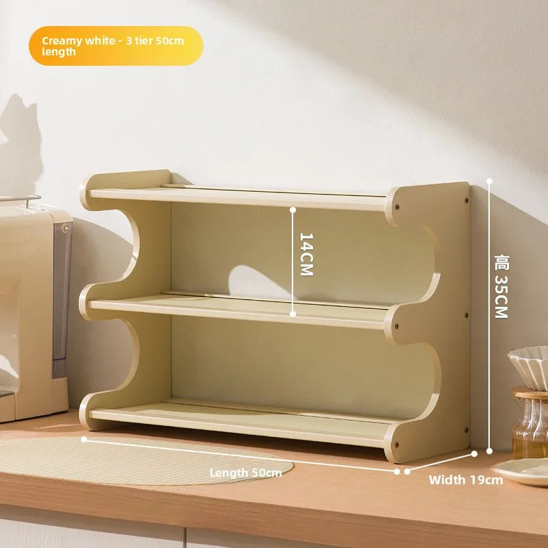 Cream wind cup holder Cup storage rack Household multi-layer desktop tea cup rack Tea set storage rack Dining side cabinet Oasis Select Theer Layer 50