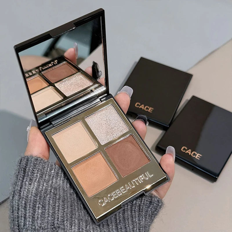 CACE 4-Color Eyeshadow Palette – Matte, Shimmer & Glitter