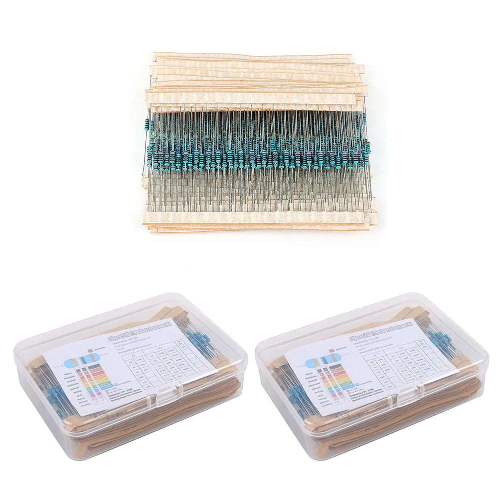 300/600pcs Metal Film Resistor Kit – 30 Values 1% 1/4W 10R–1M Resistor Assortment Kit Oasis Select