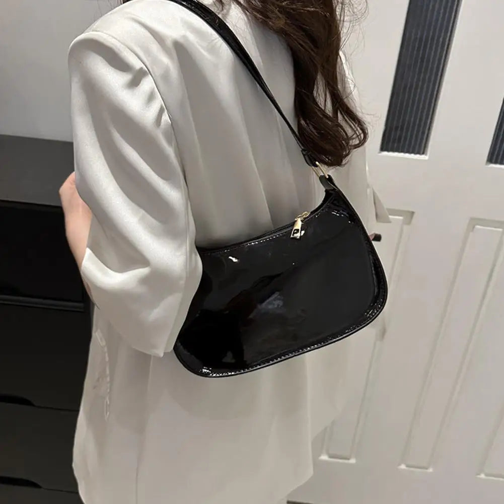 Fashion PU Leather Shoulder Bag Women's Trendy Underarm Bag Elegant Solid Color Small Square Bag Aesthetic Handbag Oasis Select