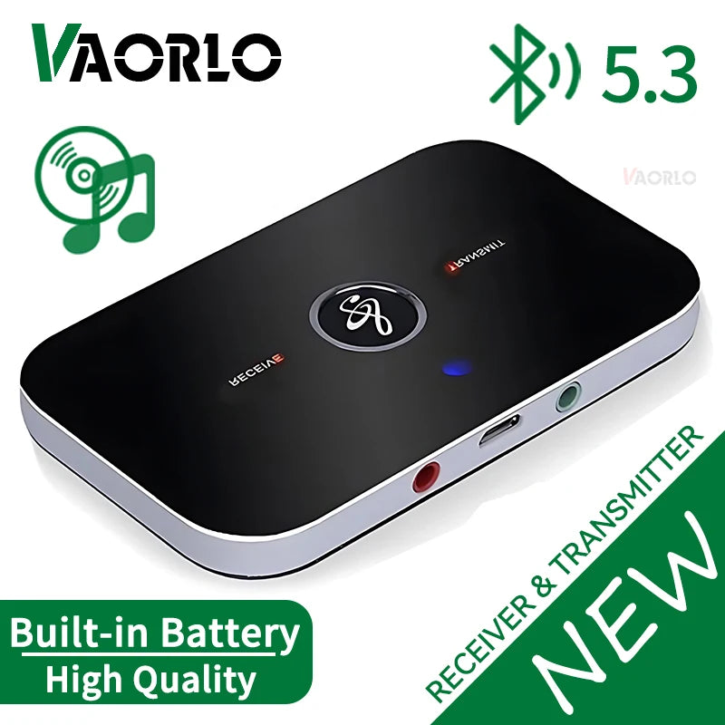 Upgrade B6 2in1 Bluetooth 5.3 Audio Receiver Transmitter 3.5mm AUX+RCA Built-in Battery Wireless Adapter For Car PC TV Headphone Oasis Select