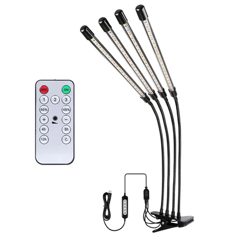 SHINEKNOT 4-Head Full Spectrum LED Grow Light | Remote & Timer
